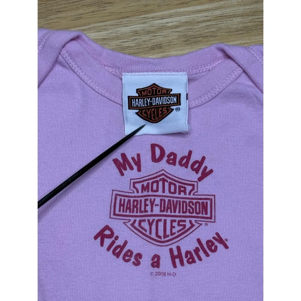 Harley-Davidson Romper Lot Girls 9-12 Months Pink Motorcycle‎ Bodysuit 3 Piece